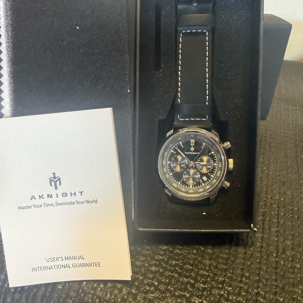 Aknight Men’s Chronograph Watch – Black Dial / Stainless Steel